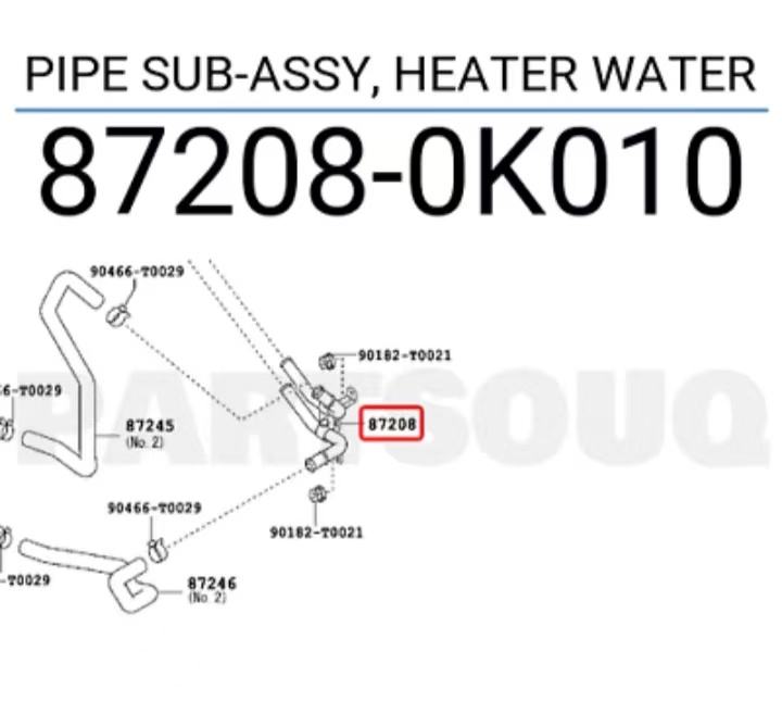 OEM 87208-0K010 Heater Coolant Pipe for Toyota Fortuner Hilux - Product Image 6 of 6 - OEM 872080K010