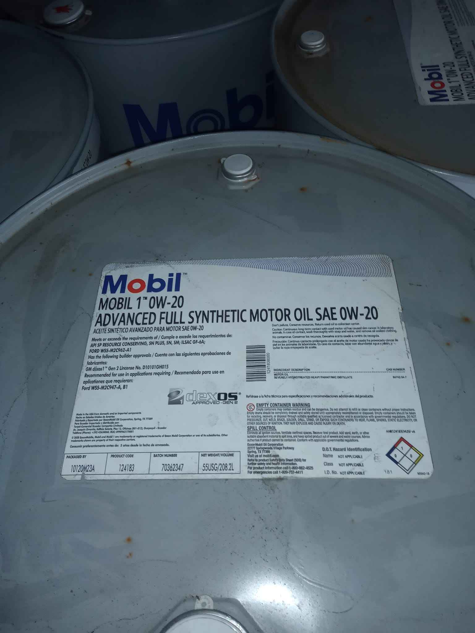 Mobil 1 0W-40 SAE Advanced Full Synthetic Grease Drum 55 Gallon 208L OEM - фото 2