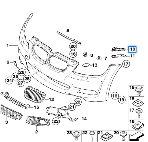 OEM 51117156555 Front Bumper Bracket for BMW 3 Series E92 - Product Image 4 of 4 - OEM 51117156555